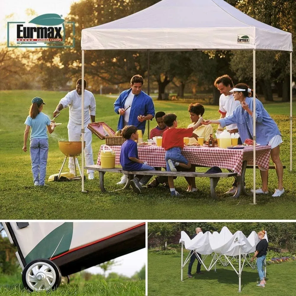 Eurmax USA Professional Pop up Canopy Wedding Party Tent Instant Outdoor Gazebo with Side Walls Aluminum Frame Commercial Grade Bonus Roller Bag(White)