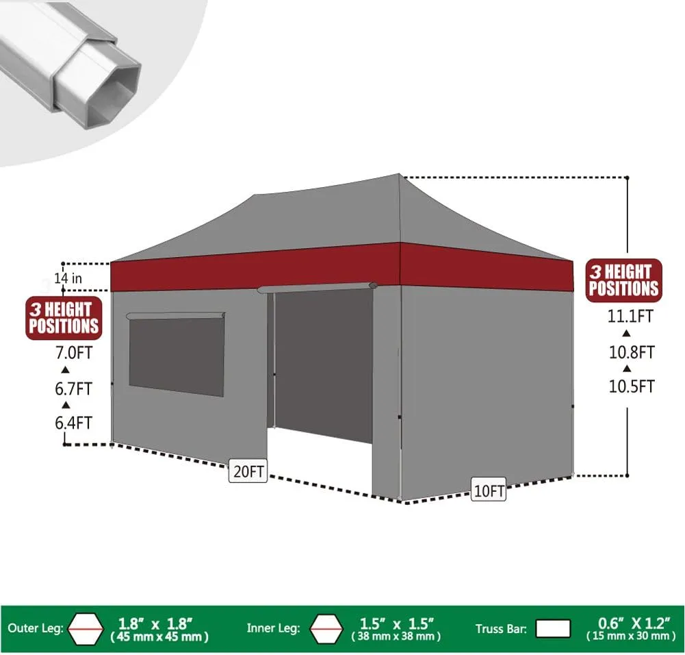 Eurmax USA Professional Pop up Canopy Wedding Party Tent Instant Outdoor Gazebo with Side Walls Aluminum Frame Commercial Grade Bonus Roller Bag(White)