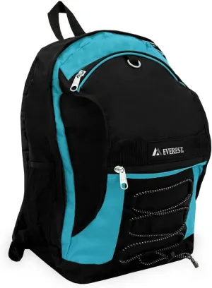 Everest Two-Tone Backpack with Mesh Pockets, Turquoise, One Size