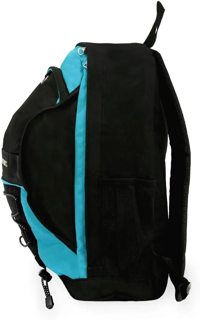 Everest Two-Tone Backpack with Mesh Pockets, Turquoise, One Size