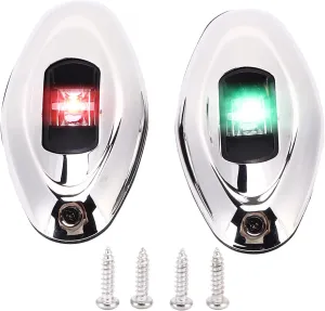 Evgatsauto Boat Navigation Light, 316 Stainless Steel Rubber Pad Bow Light Led Green Red Ip66 1 Nautical Mile Visibility Sailing Lamp, For Pontoons Yachts