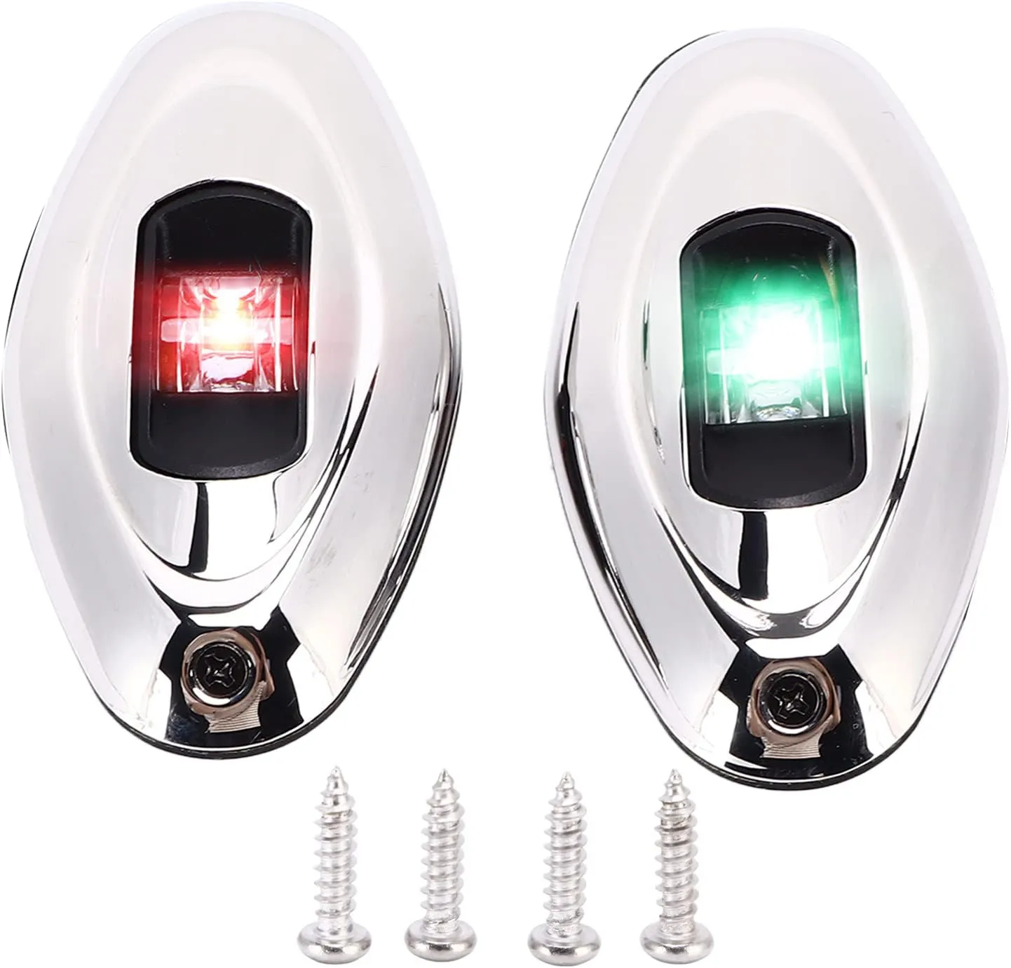 Evgatsauto Boat Navigation Light, 316 Stainless Steel Rubber Pad Bow Light Led Green Red Ip66 1 Nautical Mile Visibility Sailing Lamp, For Pontoons Yachts