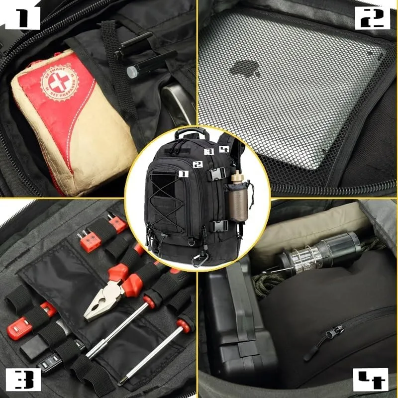 Extra Large 60L Tactical Backpack for Men Women Outdoor Water Resistant Hiking Travel Laptop Bag(G)