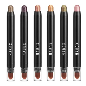 Eyeshadow Stick 6Pcs, Cream Eye Shadow Pencil Crayon, Eye Brightener Highlighter Makeup Stick Kit, Eyeshadow Stick with Built-In Blending Brush Waterproof Eyeshadow Pen for Smoky