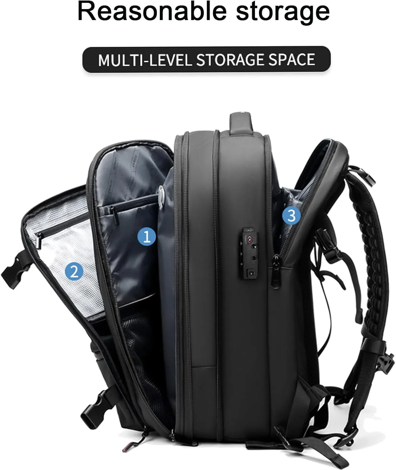 Ezy Vac Backpack, Spacevac backpack, 60L Expandable Spacevac Pro Backpacks Water Resistant Anti Theft Travel Business (Black Pump)