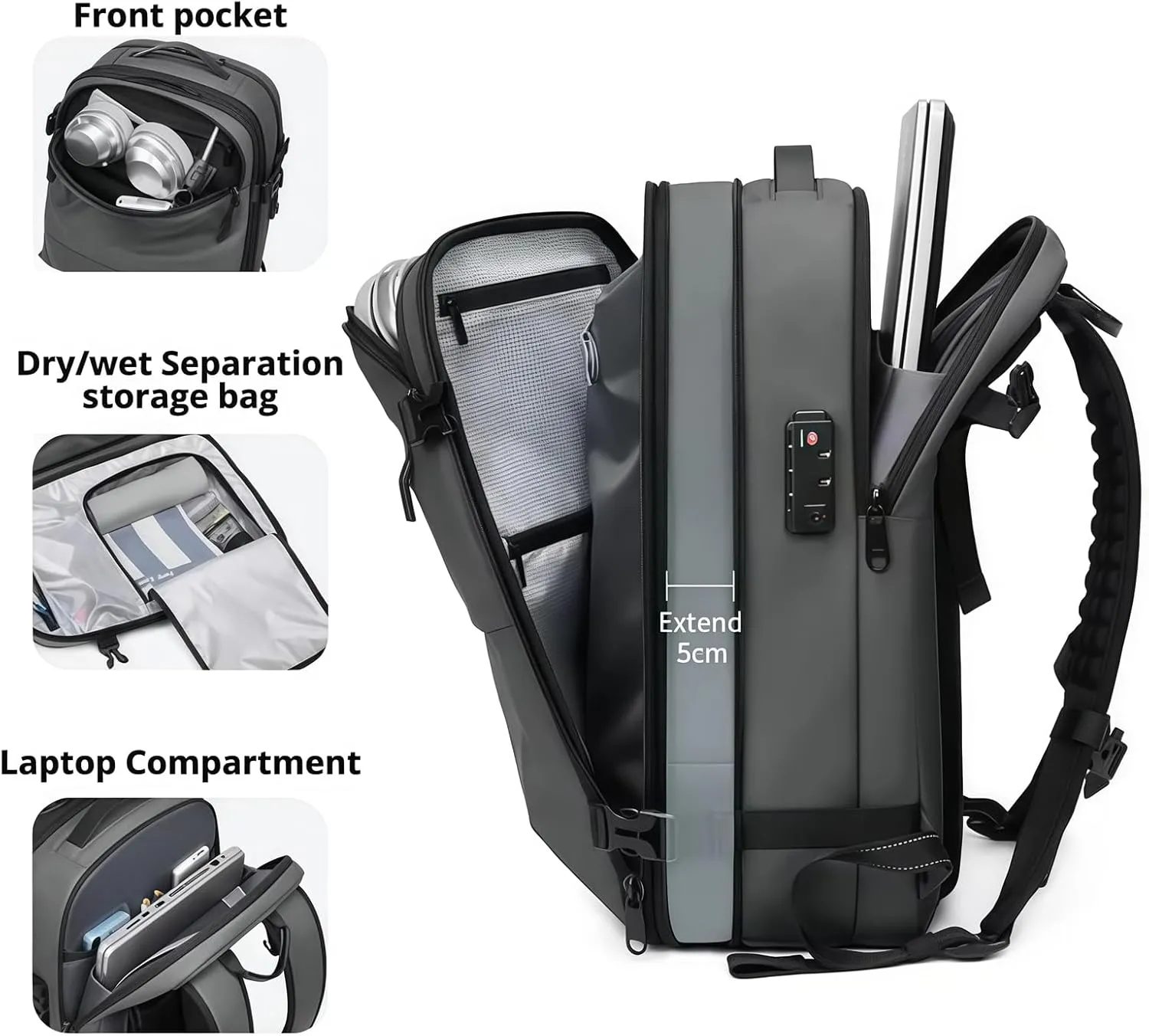Ezyvac Backpack, Ezyvac Bag, Expandable Vaccage Bag Water Resistant, Anti Theft Vacuum Back Pack (Blue)