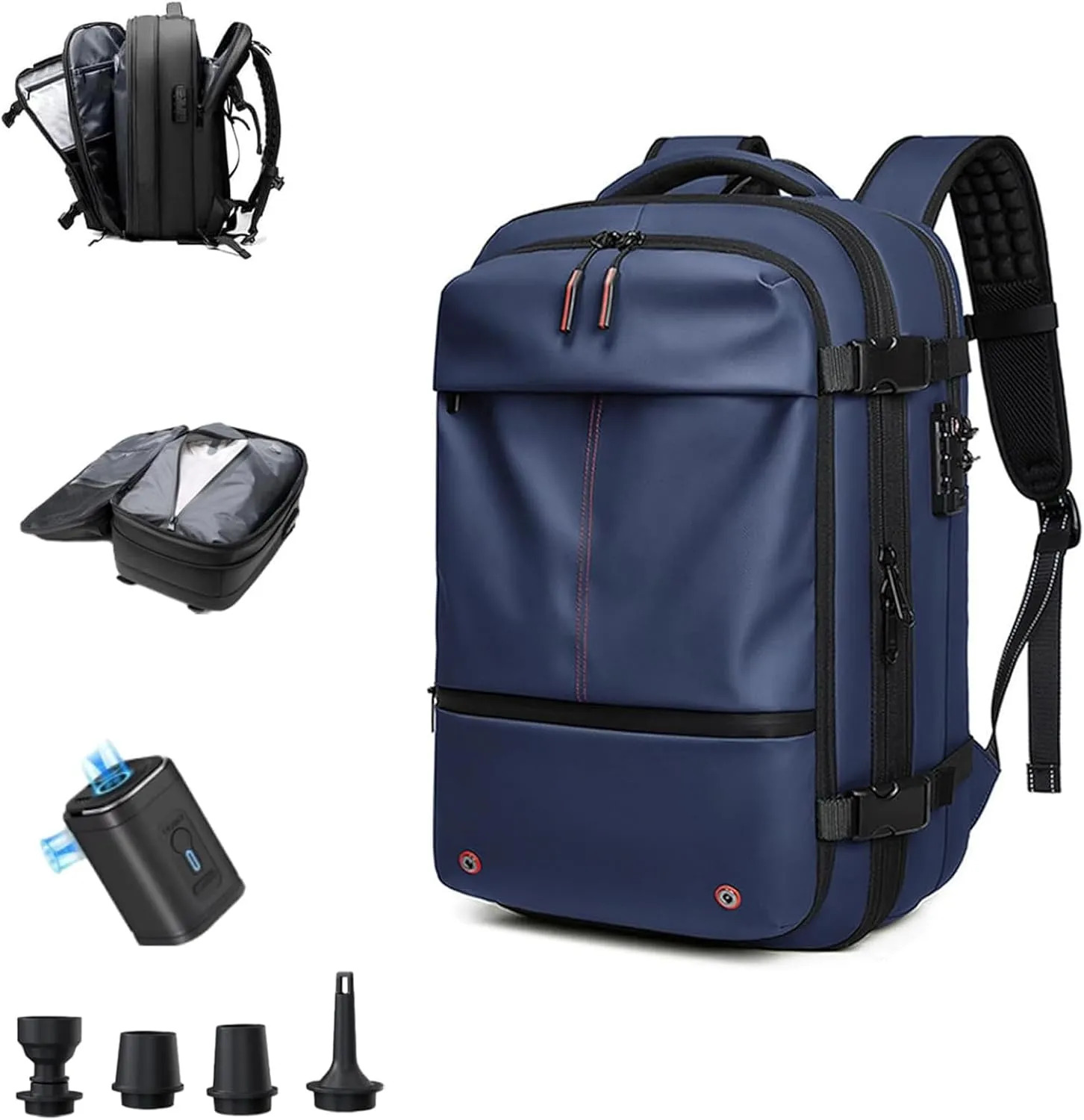 Ezyvac Backpack, Ezyvac Travel Backpack Expandable, Multifunctional Large Capacity Pack with USB Charging Port (blue)