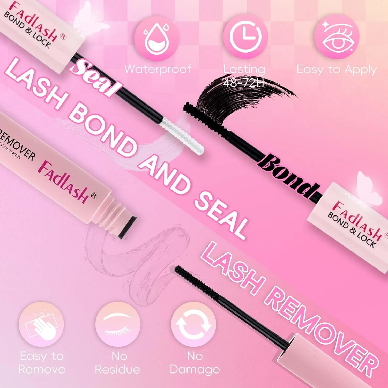 FADLASH DIY Lash Extension Kit Individual Lashes Cluster D Curl Eyelash Extension Kit D Curl Lash Clusters Lash Applicator Tool for Self Application at Home(KIT 100D-D-12-18mm)
