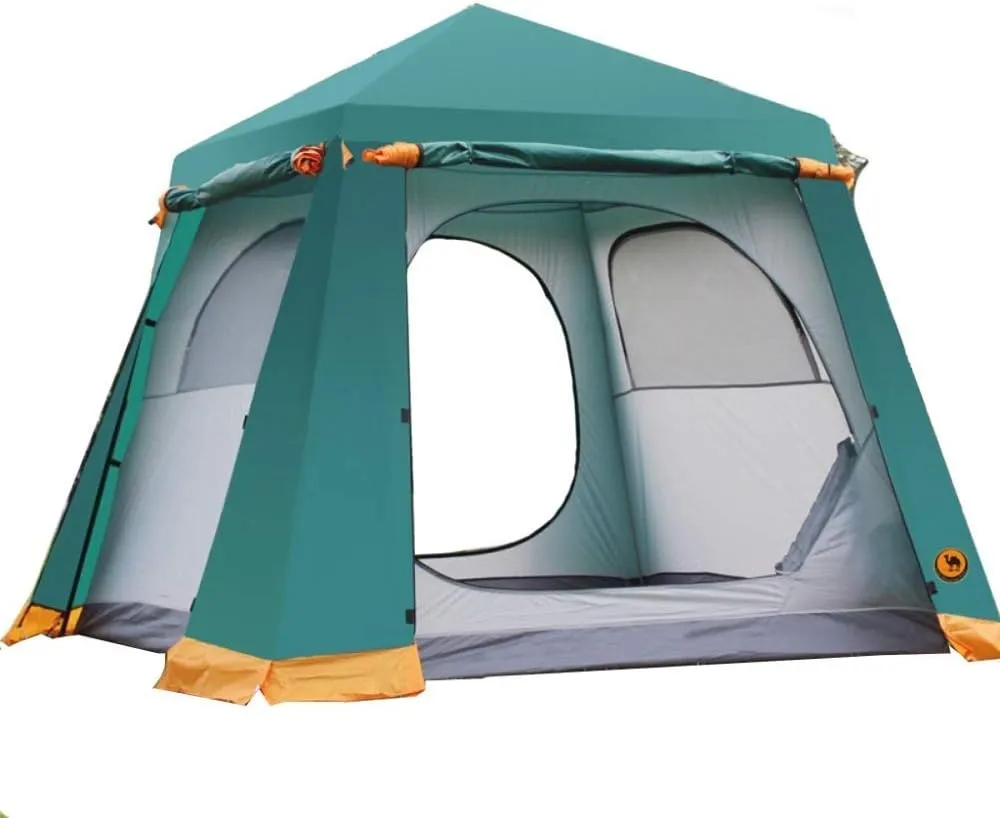 Family Tent Camping Tent Instant Pop Up 4 Season Tents Freestanding 4 Person for Backpacking Hiking Travel Climbing Outdoor Tent, Metal, Blue, 200X200X170Cm
