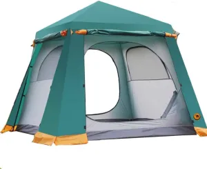 Family Tent Camping Tent Instant Pop Up 4 Season Tents Freestanding 4 Person for Backpacking Hiking Travel Climbing Outdoor Tent, Metal, Blue, 200X200X170Cm
