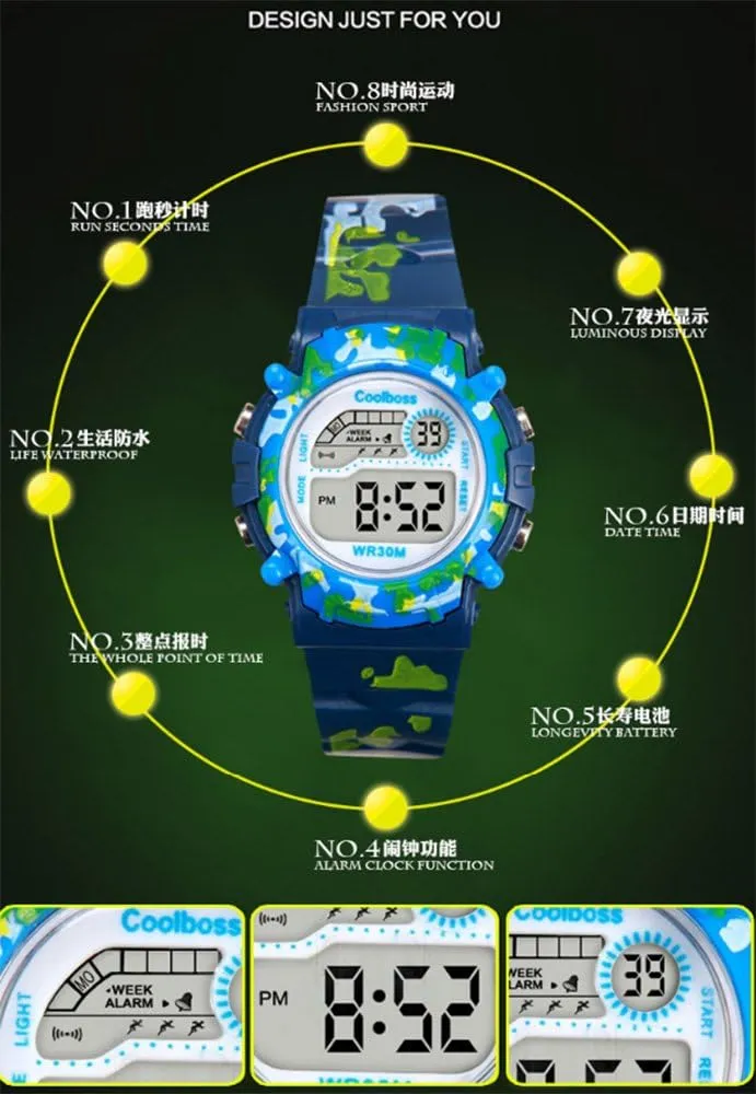FANMIS Fashion Sport Waterproof LED Digital Multifunction Rubber Electronic Watch