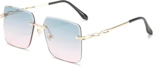 Fashion Rimless Metal Sunglasses Women Men Vintage Trend Eyeglasses Travel Street Photography Shades Uv400