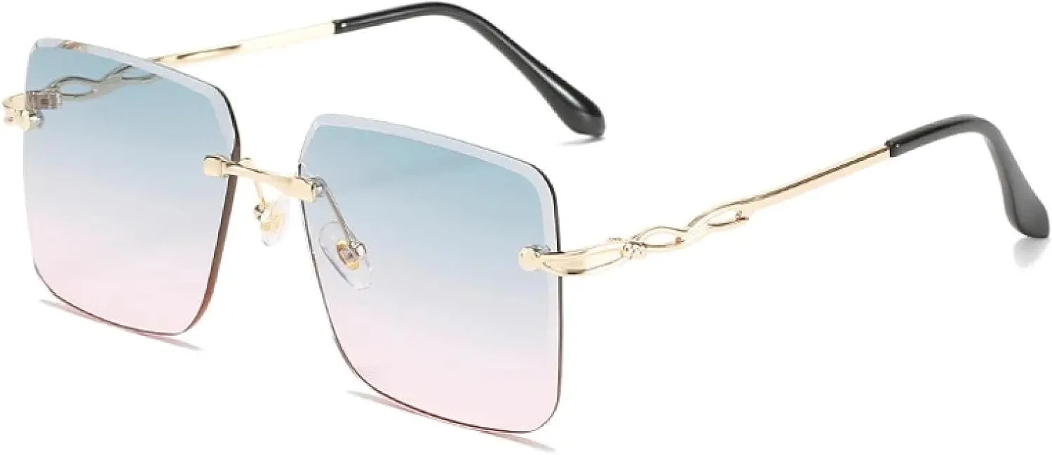 Fashion Rimless Metal Sunglasses Women Men Vintage Trend Eyeglasses Travel Street Photography Shades Uv400