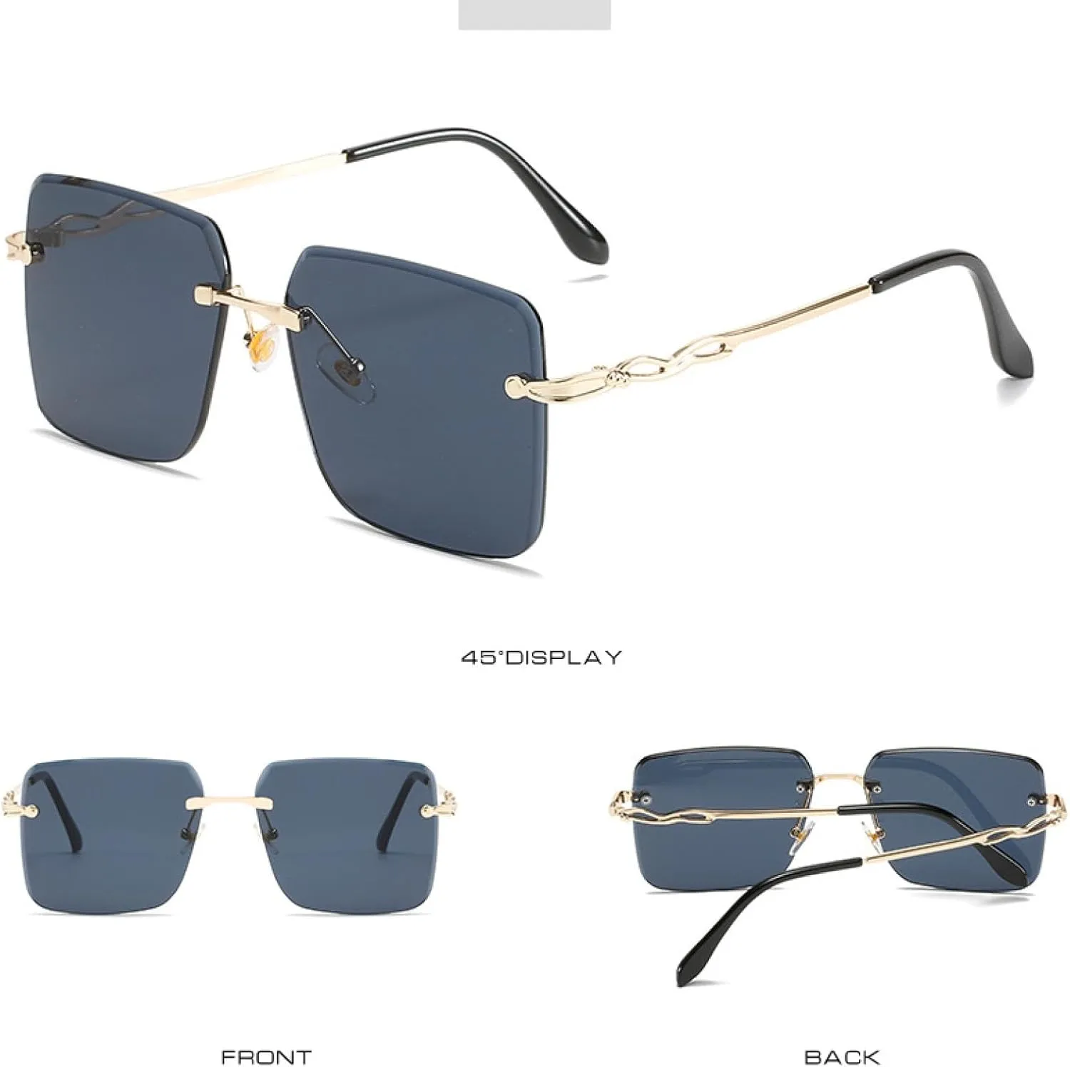 Fashion Rimless Metal Sunglasses Women Men Vintage Trend Eyeglasses Travel Street Photography Shades Uv400