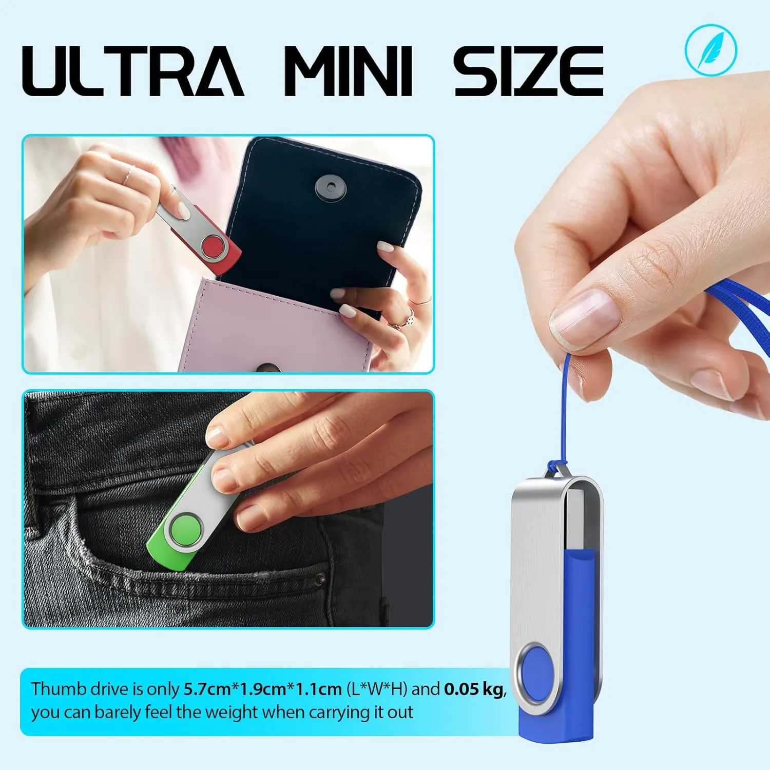 FEBNISCTE 64GB Flash Drive 10 Pack, Thumb Drive High Capacity Multicolour, Bulk USB Flash Drives 64 GB Metal Swivel, USB 2.0 Jump Drive Portable, Pen Drive Zip High Speed for Data Storage