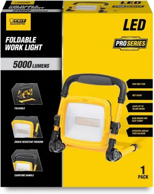 Feit Electric 54W LED Work Light, 5000 Lumens, Ultra Bright Flood Light, Plug-in Portable LED Work Light, Wet Location Rated, Pro Series, WORK5000XLPLUGFOLD