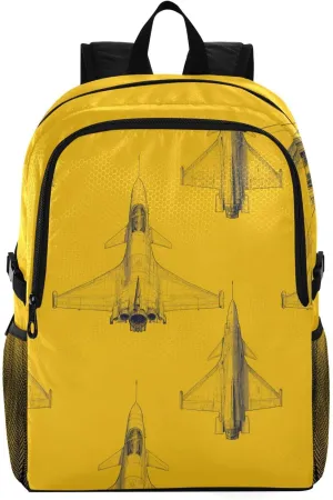 Fighter Jet Print Backpack - Tactical Foldable Bag with Metal Zippers, 28.5 * 47cm Durable Travel Pack for Men's Outdoor Adventures