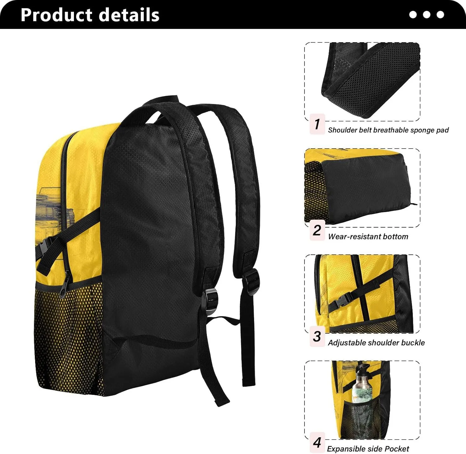 Fighter Jet Print Backpack - Tactical Foldable Bag with Metal Zippers, 28.5 * 47cm Durable Travel Pack for Men's Outdoor Adventures