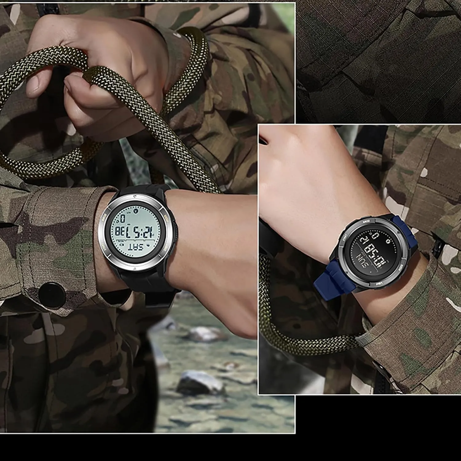 findtime Compass Tactical Watches for Men Women with Metronome Step Counter Countdown Dual Time Alarm Stopwatch Rubber Strap Lightweight Digital Waterproof Watch Orange