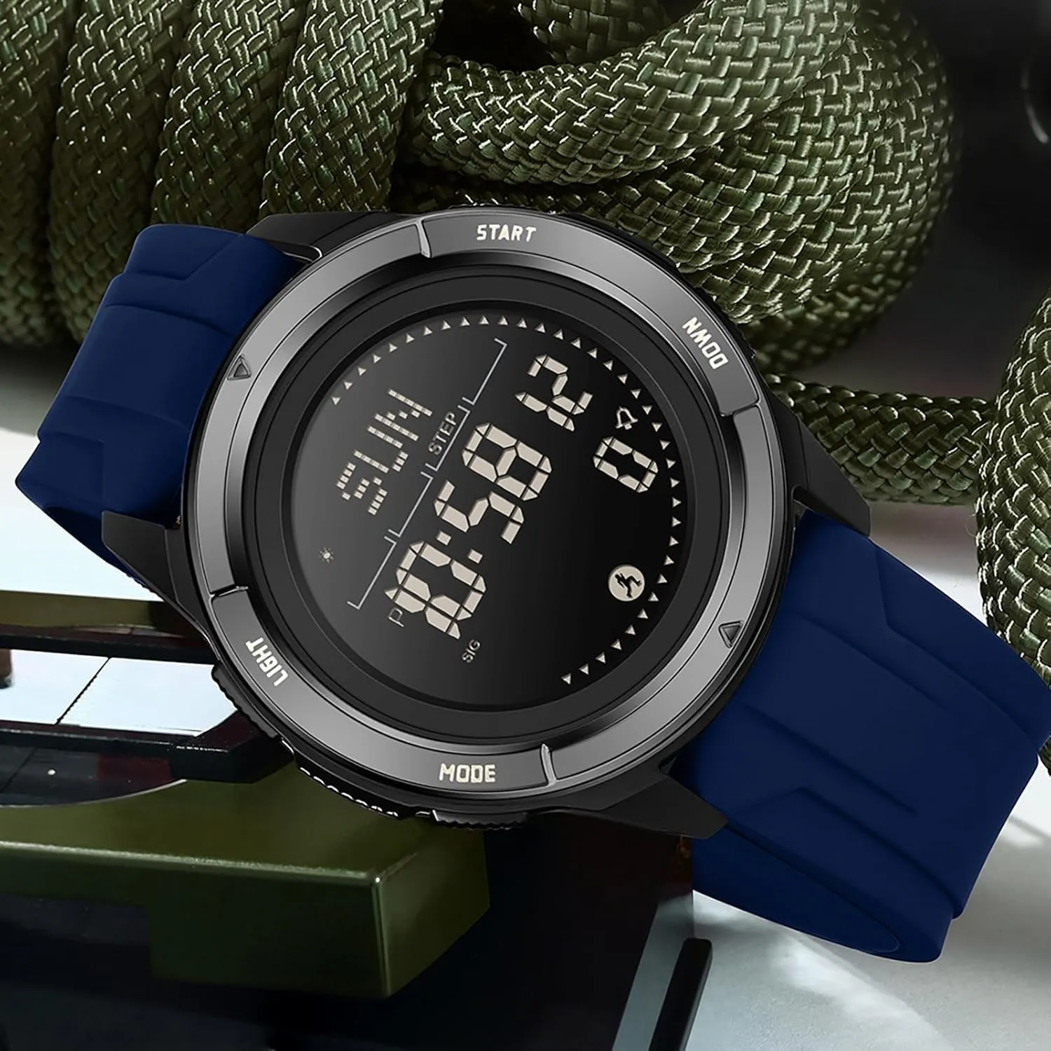 findtime Compass Tactical Watches for Men Women with Metronome Step Counter Countdown Dual Time Alarm Stopwatch Rubber Strap Lightweight Digital Waterproof Watch Orange