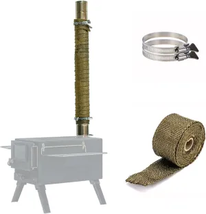 FIREHIKING Stove Pipe Wrap Heat-Resistant Camping Tent Stove Pipe Protector with 2 Clamps 5 m / 16.4 ft