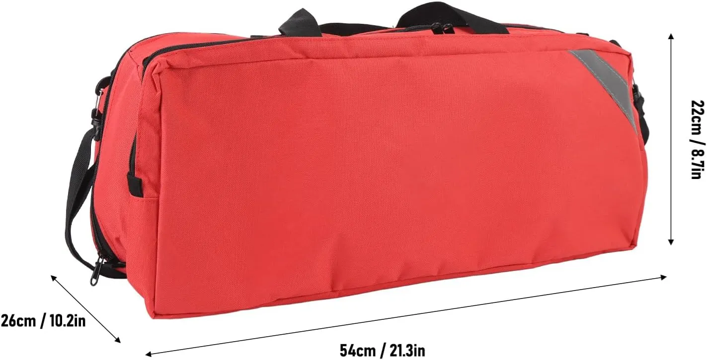 First Aid Bag Empty Medical Duffel Bag First Responder Trauma Bag Storage Bag with Inner Dividers and No Scratch Bottom, Ideal for EMT, EMS, Paramedics, Bag Only (Red)