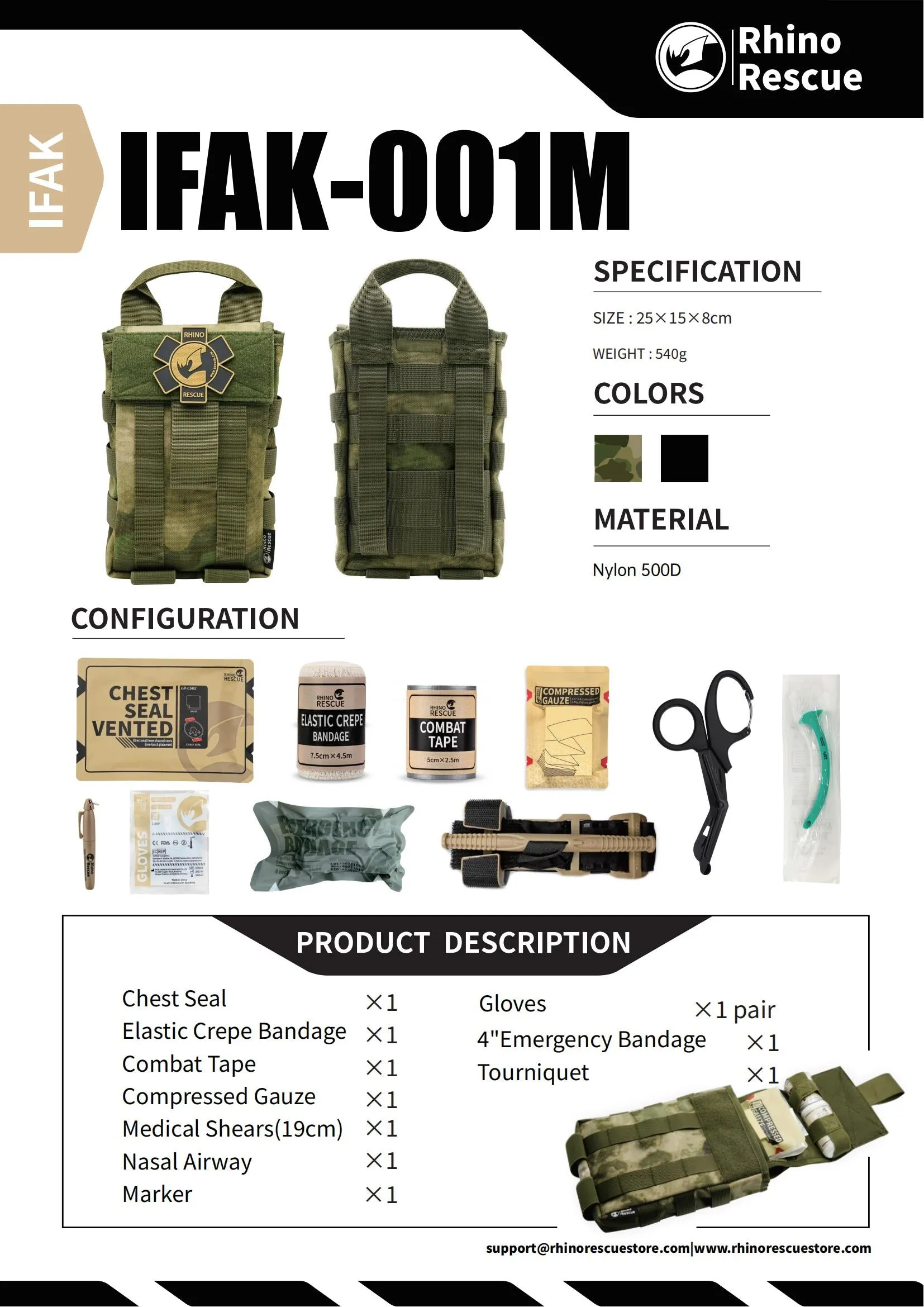 First Aid Kit (Outdoor, Camping - IFAK Medical Survival Pouch)