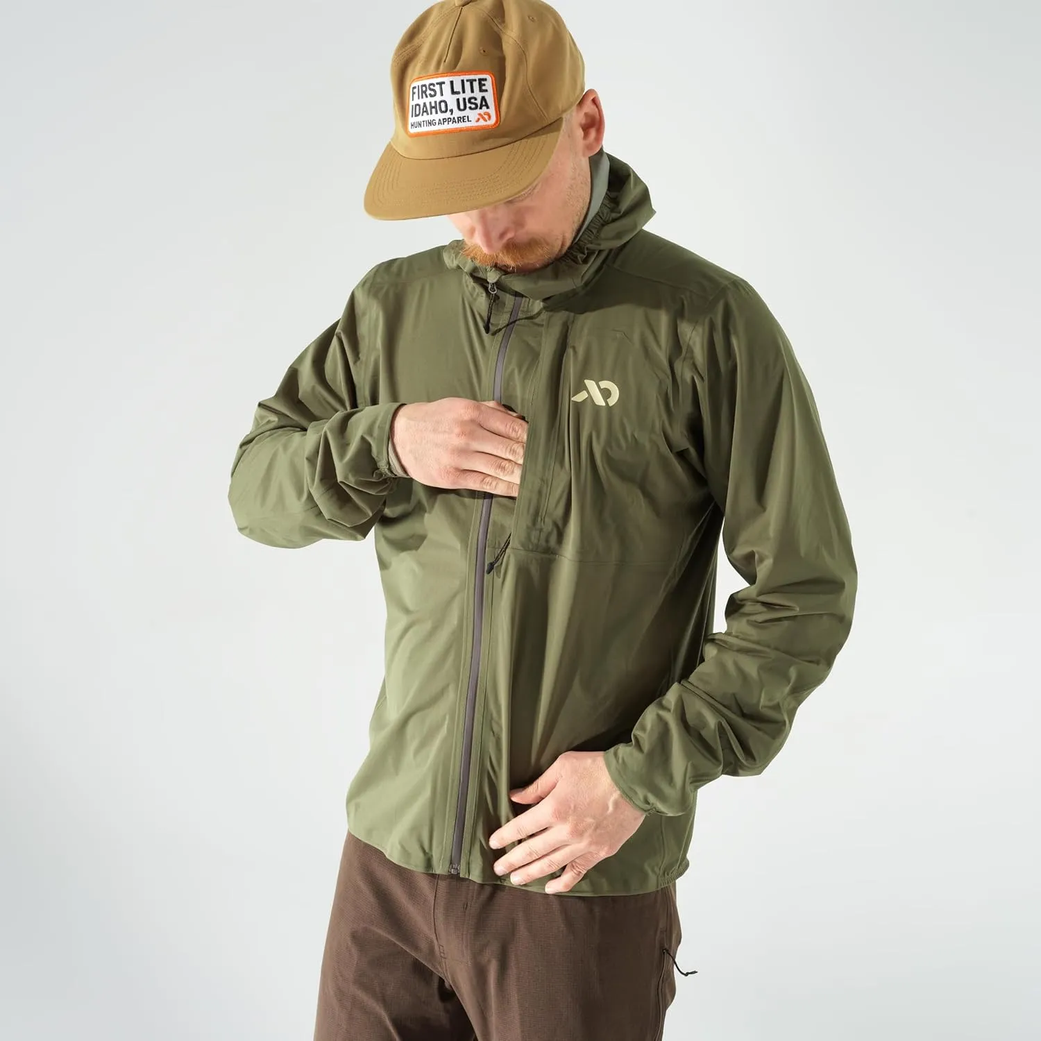 First Lite Men’s FlashStorm Jacket - 3-Layer Ultralight Waterproof Rain Coat for Hunting & Fishing