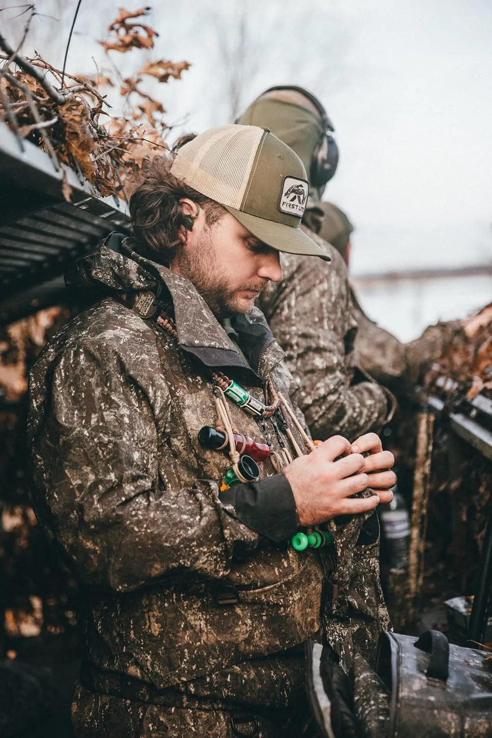 First Lite Men's LZ Jacket - Waterproof Breathable Camo Duck Hunting Shell