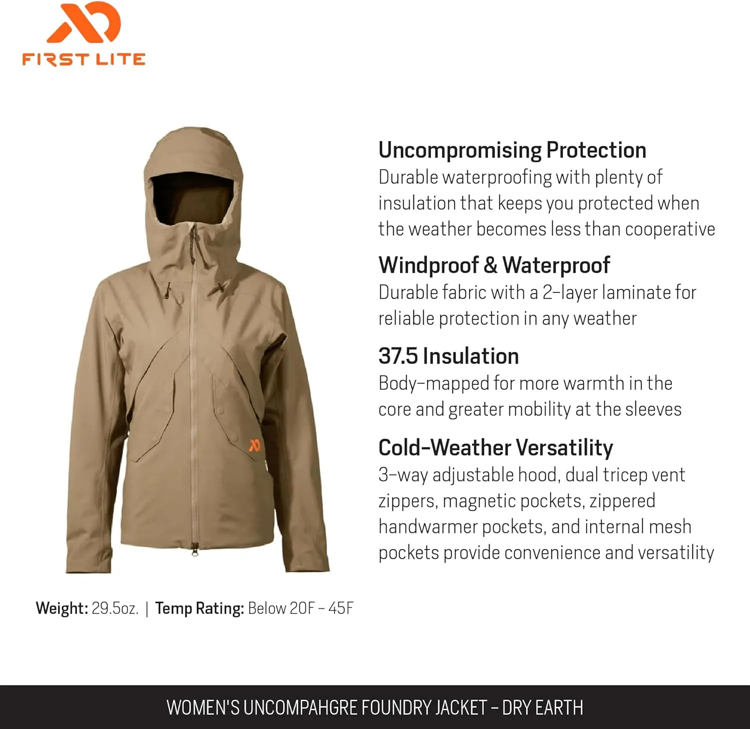 First Lite Women's Uncompahgre Foundry Jacket - Waterproof Insulated Camo Hunting Coat