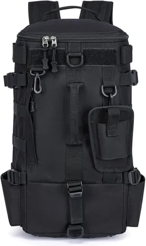 Fishing Backpack With Flag, Waterproof Fishing Tackle Bag with 2 Rod Holders, Large Storage Tackle Box Backpack, Portable Gear, Equipment, Gifts for Men (Black)