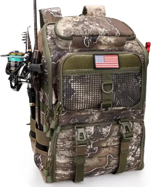 Fishing Backpack with Rod Holders, Ultimate Tackle Box Bakpack for Men, 42L Large Tackle Bag Store Fishing Gear