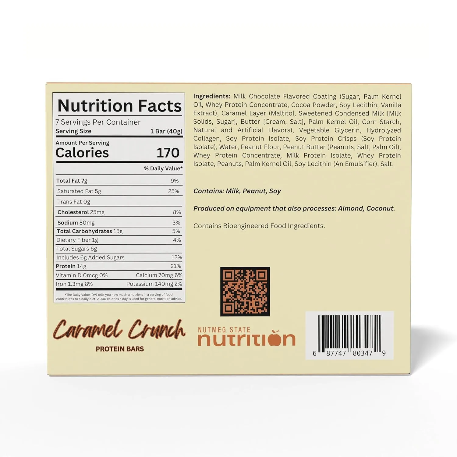 FITWISE - High Protein Layer Bars, 15g Protein, Low Calorie, Low Fat, Low Cholesterol, Aspartame Free, Vegetarian Breakfast Snack Bar, 7 Servings Per Box (Caramel Crunch)
