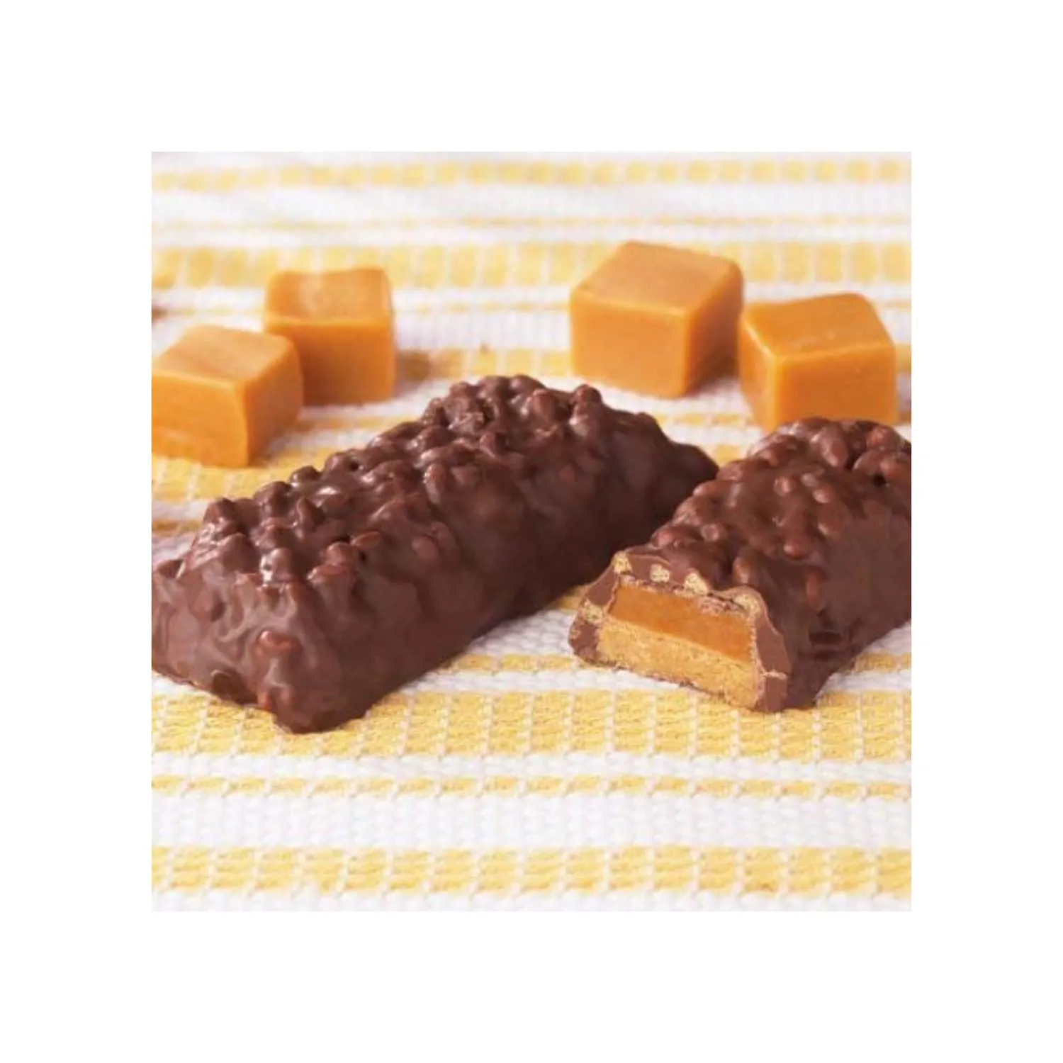 FITWISE - High Protein Layer Bars, 15g Protein, Low Calorie, Low Fat, Low Cholesterol, Aspartame Free, Vegetarian Breakfast Snack Bar, 7 Servings Per Box (Caramel Crunch)