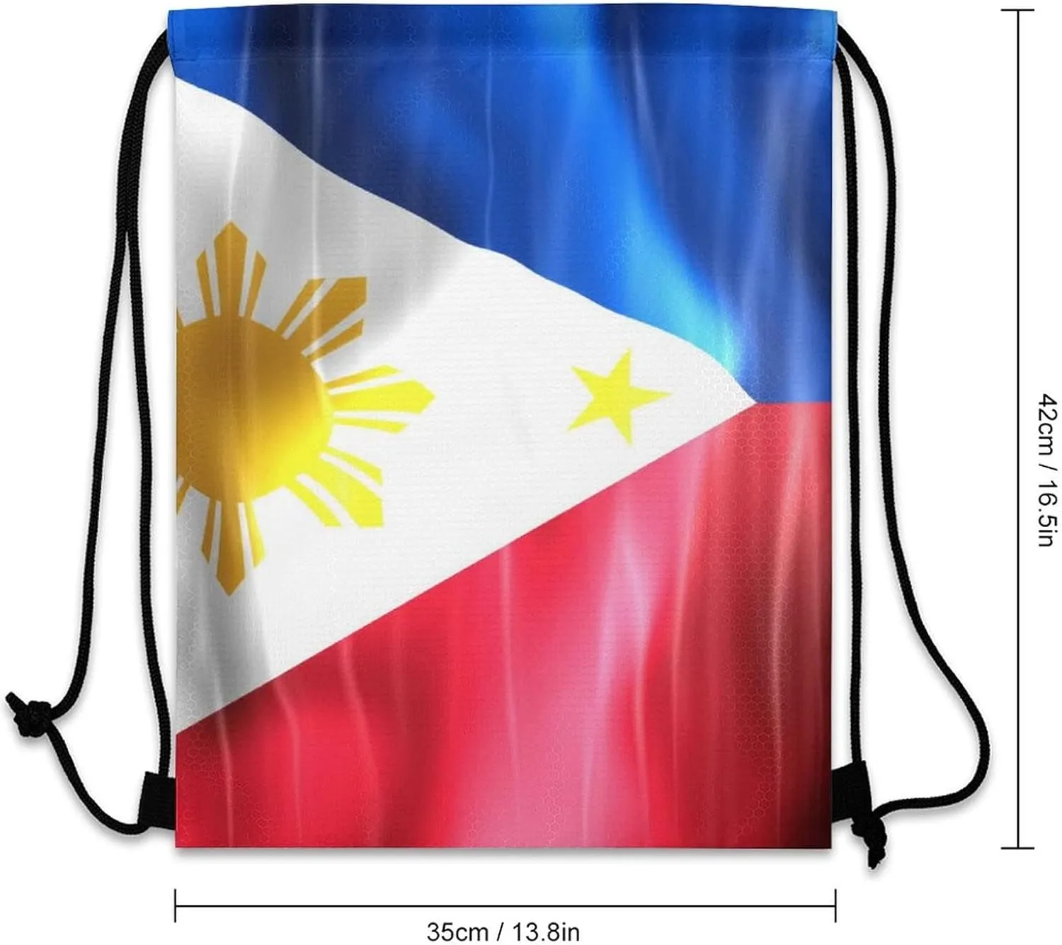 Flag of Philippines Drawstring Backpack Sports Gym Sackpack Water Resistant String Bag for Women Men