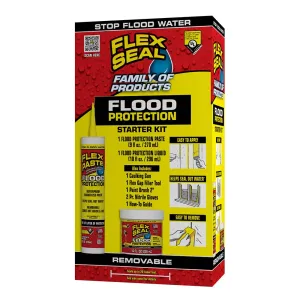 Flex Seal Flood Protection Starter Kit, Waterproof, Removable, Use on Windows, Doors, Garage Doors, Seams, Casings,Thresholds, Conduits, Vents, Ducts, and More