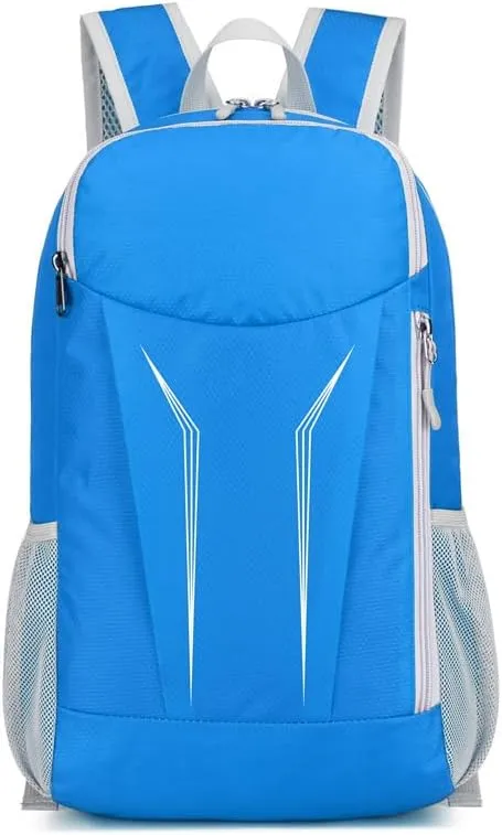 Foldable Backpack Lightweight Outdoor Hiking Daypack Compact Travel Packable Bag for Trekking Camping and Casual Use (Light Blue)