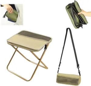 Foldable Backpack Stool, Collapsible Seat Stool with Adjustable Strap, Small Foldable Fishing Chair,Lightweight Outdoor Seat, Portable Camping Stools & Collapsible Chair (Khaki, S)