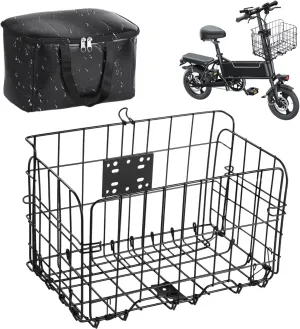 Foldable Front Basket with Waterproof Liner, Metal Frame, Fixed Mounting System, Rust-Resistant Accessory for Outdoor Activities