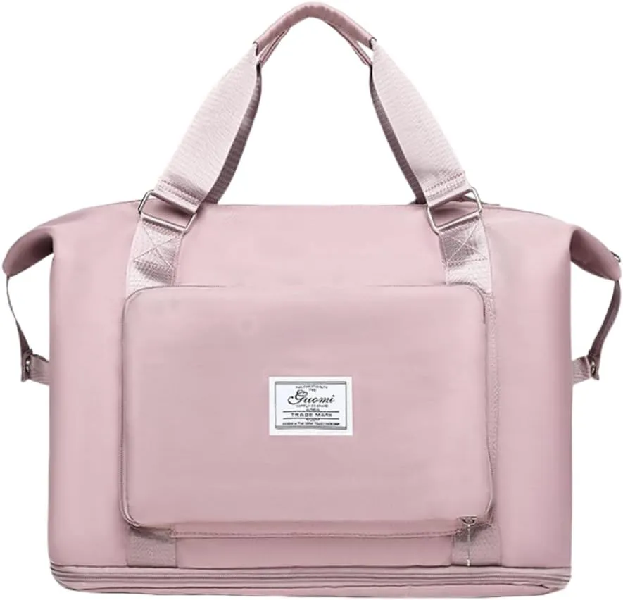 Foldable Travel Backpack with Dry-Wet Separation, Large Capacity, Expandable Base & Multi-Way Carry for Short Trips & Fitness (Pink)