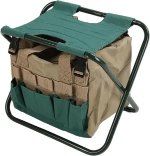 Folding Stool Bag, Large Capacity Detachable Backpack Stool Cooler Chair with Handle, Multifunctional Portable Gardening Toolkit Stool for Outdoor Walking Hiking Camping (Green)