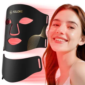 FOLOKE LED Light Therapy Mask Skin Care, LEDs face mask & neck mask Red - Wavelength for Home Use,– Advanced Skincare Made Easy