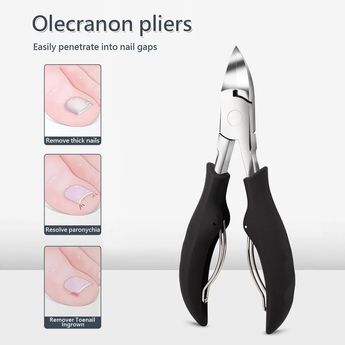 Foot Pedicure Set Toe Nail Correction Thick Nails Ingrown Toenails Nippers Cutters Dead Skin Dirt Remover Manicure Tool (Color : 5pcs-Black)