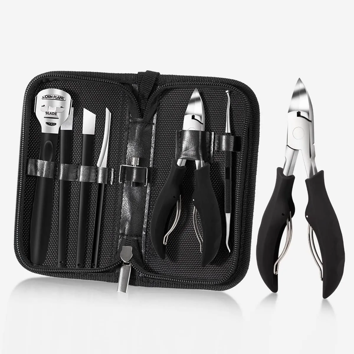 Foot Pedicure Set Toe Nail Correction Thick Nails Ingrown Toenails Nippers Cutters Dead Skin Dirt Remover Manicure Tool (Color : 5pcs-Black)