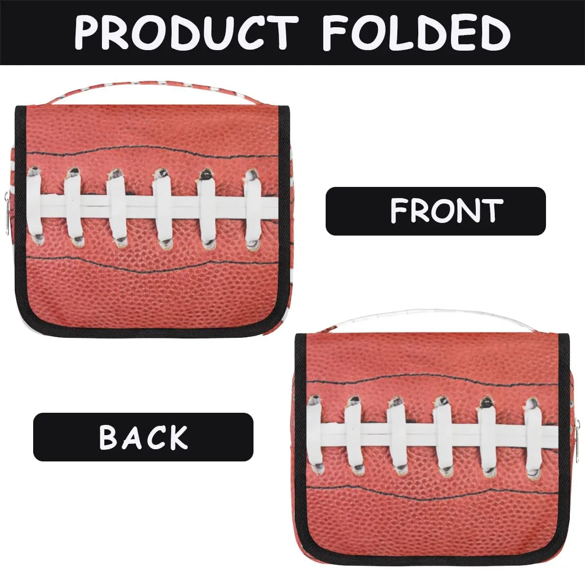 Football Hanging Travel Toiletry Bag for Kids, Women Cosmetic Organizer Makeup Bag Pouch Men Shaving Dopp Kit Shower Bag With Sturdy Hook