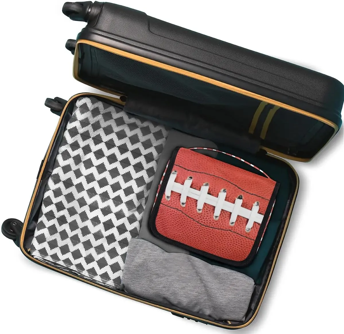 Football Hanging Travel Toiletry Bag for Kids, Women Cosmetic Organizer Makeup Bag Pouch Men Shaving Dopp Kit Shower Bag With Sturdy Hook