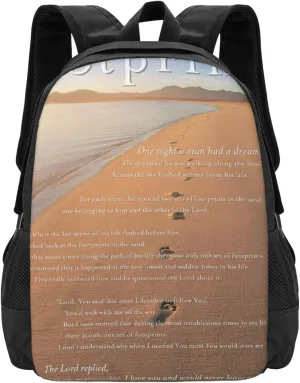 Footprints In The Sand Poem Lightweight Packable Backpack Travel Casual Hiking Daypack Foldable Backpack For Men Women