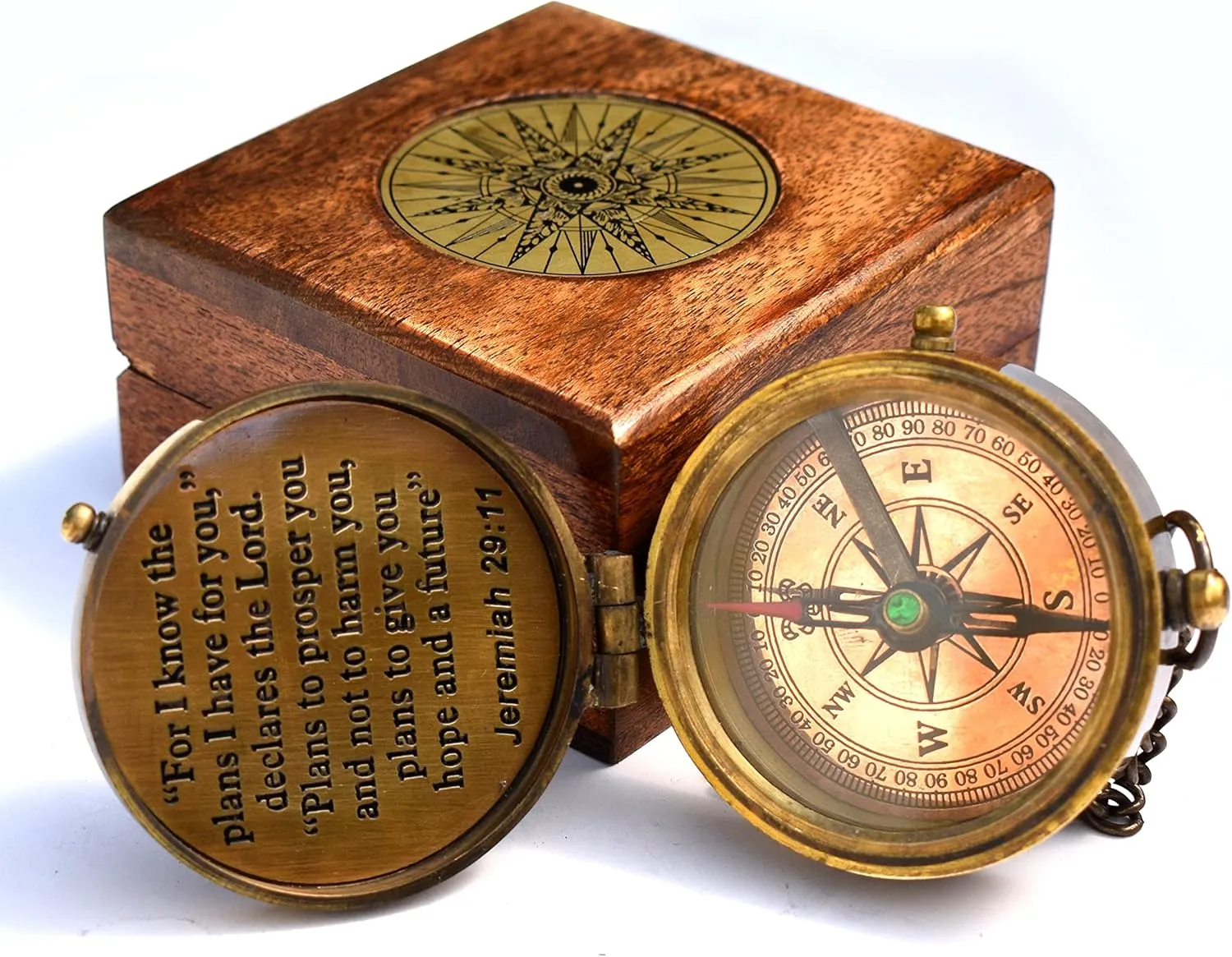 For I Know The Plans I Have For You, Jeremiah 29:11, Solid Brass Directional Engraved Compass, Baptism Gifts for Boys Girls, First Communion, Christian Gifts for Men, First Confirmation Gifts for Boys