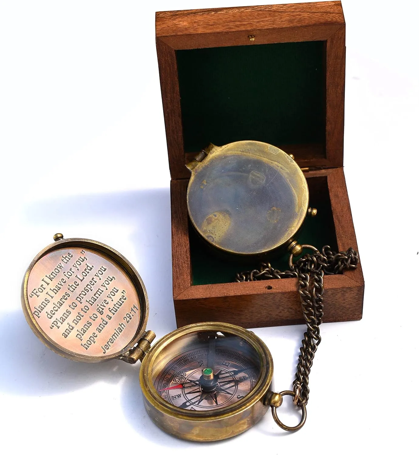 For I Know The Plans I Have For You, Jeremiah 29:11, Solid Brass Directional Engraved Compass, Baptism Gifts for Boys Girls, First Communion, Christian Gifts for Men, First Confirmation Gifts for Boys