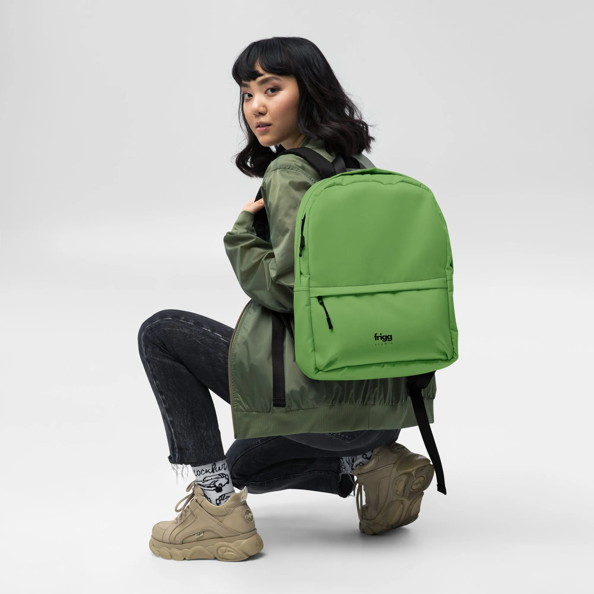 FOREST GREEN - WATER-RESISTANT BACKPACK WITH LAPTOP POCKET